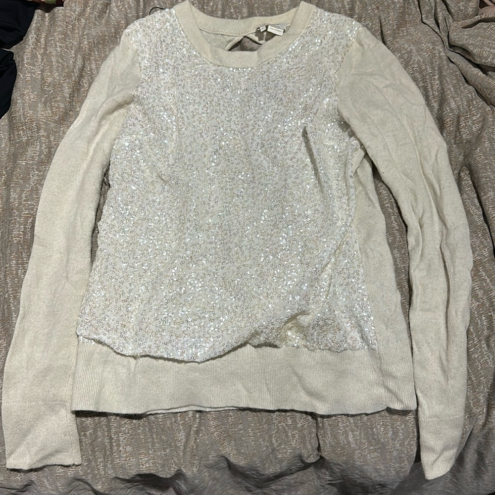 Kate Spade Ivory sequin sweater size small
